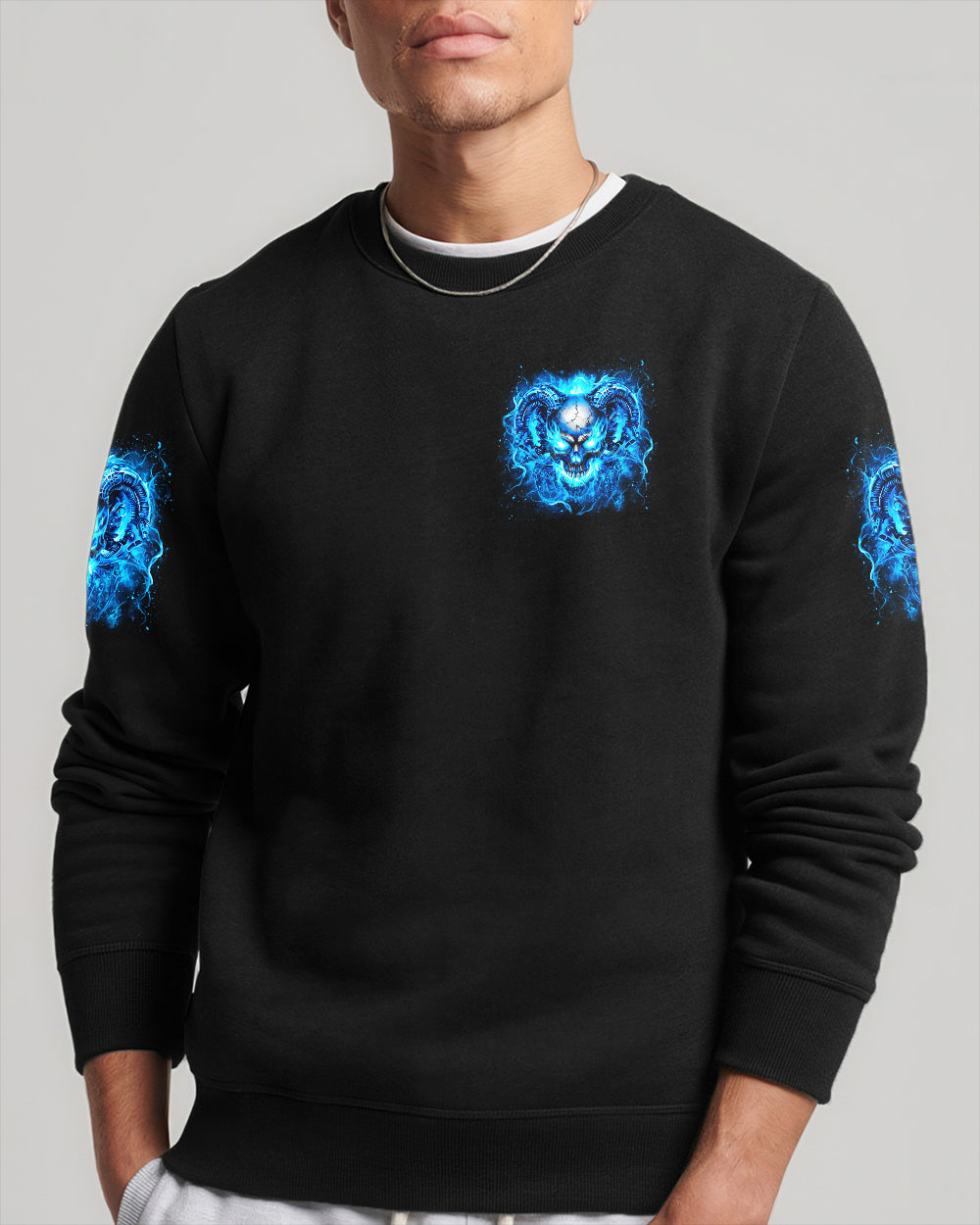 I'M NEVER ALONE BLUE SKULL DEMON ALL OVER PRINT - YHLN1201263