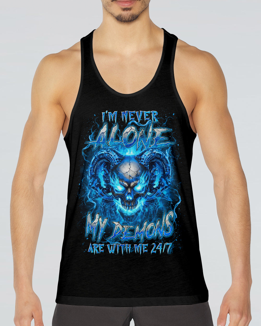 I'M NEVER ALONE BLUE SKULL DEMON ALL OVER PRINT - YHLN1201263