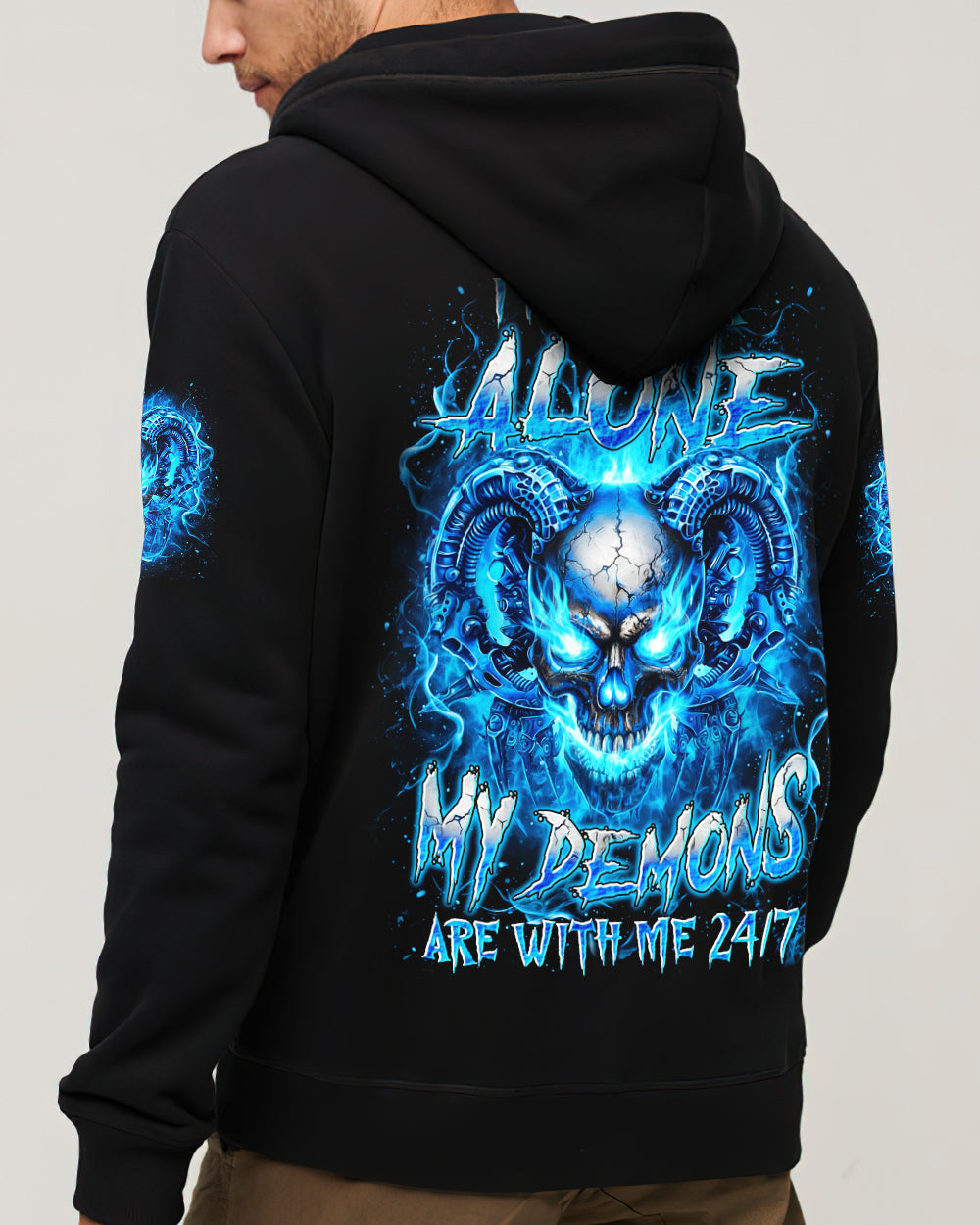 I'M NEVER ALONE BLUE SKULL DEMON ALL OVER PRINT - YHLN1201263