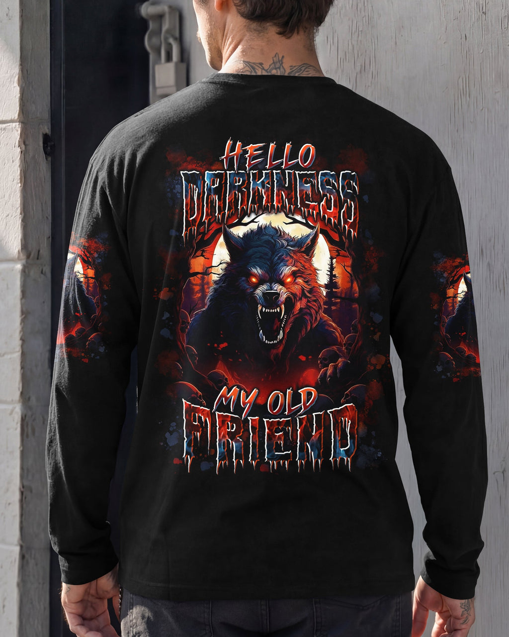 HELLO DARKNESS MY OLD FRIEND WOLF ALL OVER PRINT - YHLN2201262