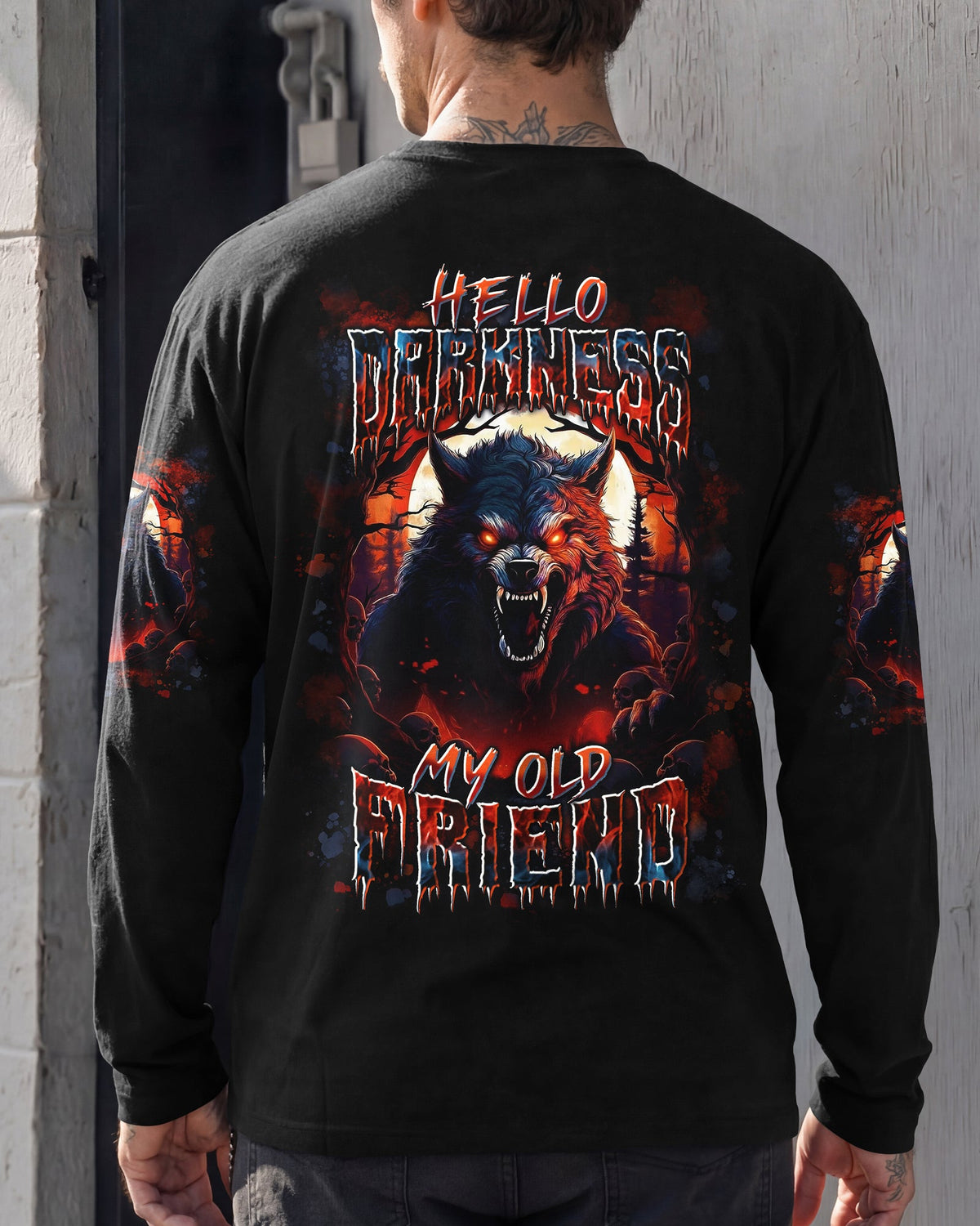 HELLO DARKNESS MY OLD FRIEND WOLF ALL OVER PRINT - YHLN2201262