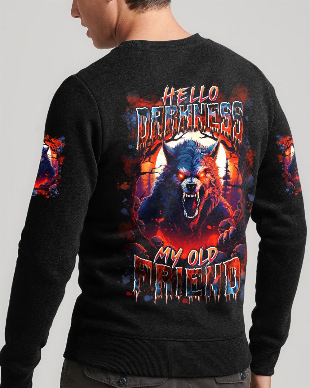 HELLO DARKNESS MY OLD FRIEND WOLF ALL OVER PRINT - YHLN2201262