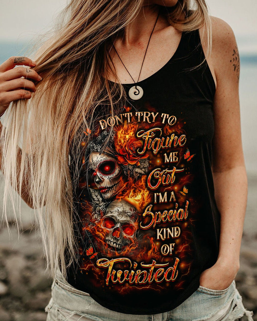 DON'T TRY TO FIGURE ME OUT SKULL ALL OVER PRINT - YHLT1201261