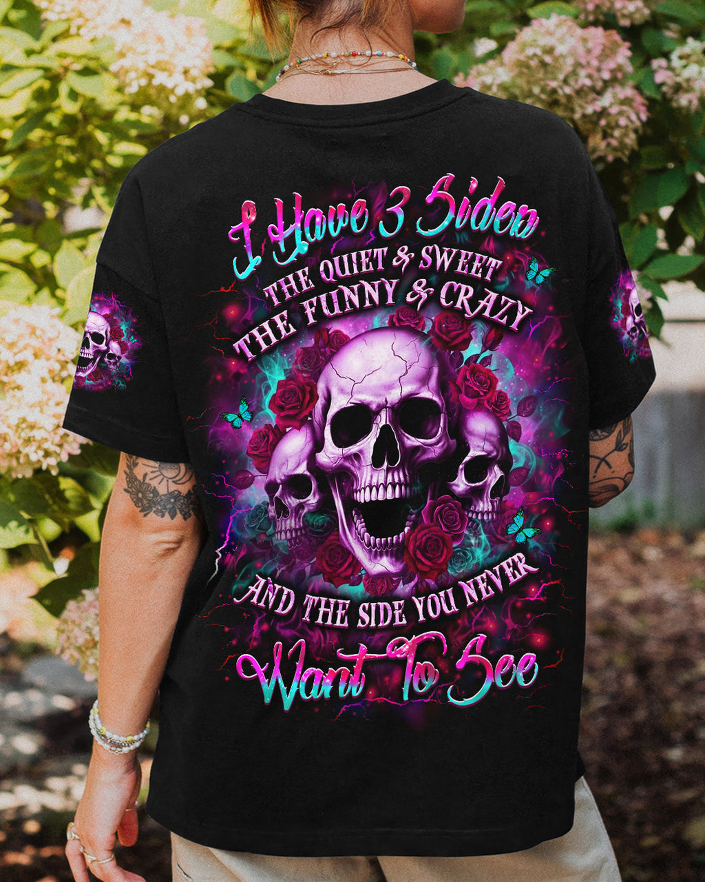 I HAVE 3 SIDES 3 SKULLS ROSE ALL OVER PRINT - YHLT1301261