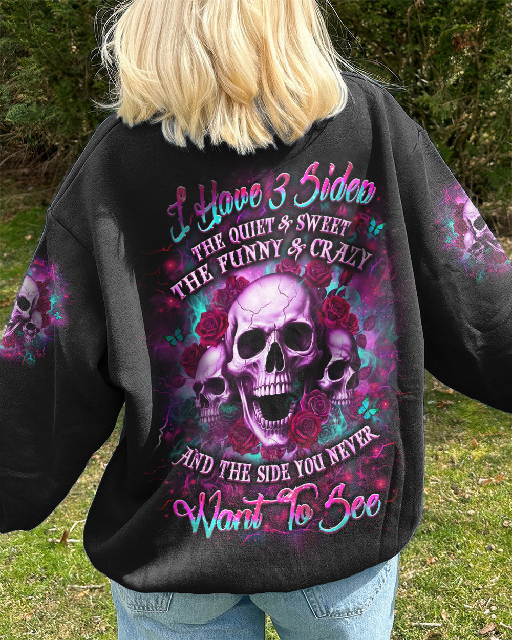 I HAVE 3 SIDES 3 SKULLS ROSE ALL OVER PRINT - YHLT1301261