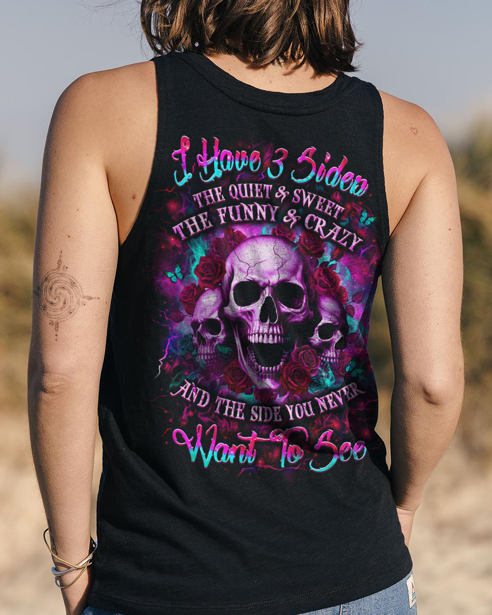 I HAVE 3 SIDES 3 SKULLS ROSE ALL OVER PRINT - YHLT1301261