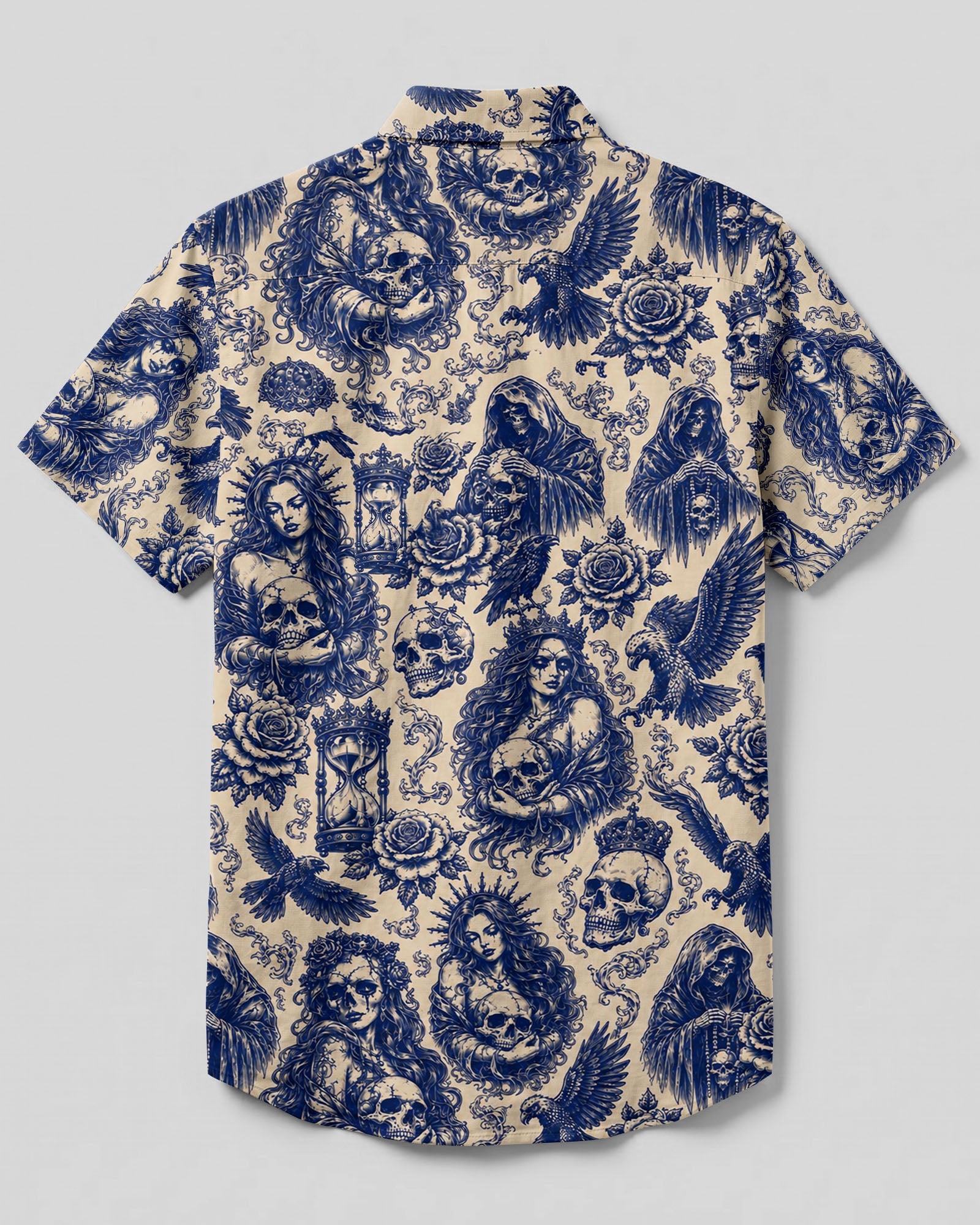 MYSTICAL GOTHIC SKULL TATTOOED  BUTTON-DOWN COLLAR SHIRT - TLHN2906263
