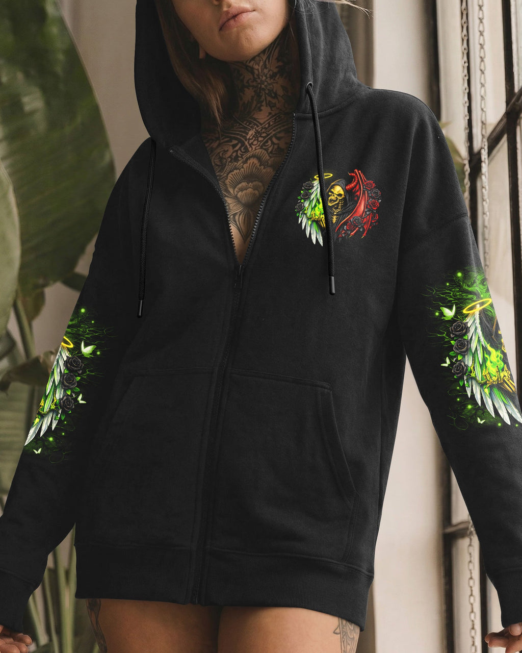 ANGELS PROTECT ME DEMONS RESPECT ME SKULL ALL OVER PRINT  - TLNO2703262