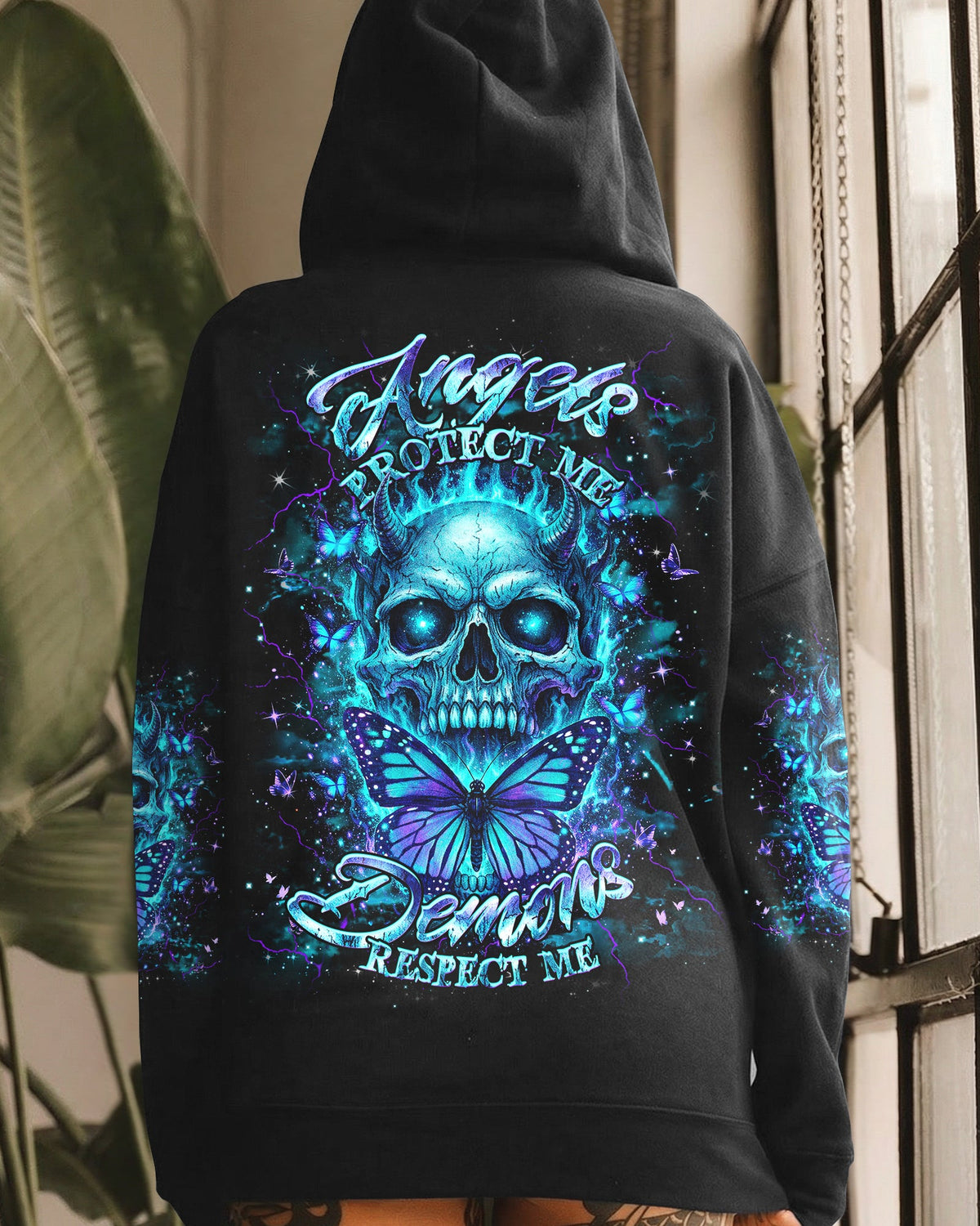 ANGELS PROTECT ME DEMONS RESPECT ME SKULL ALL OVER PRINT  - TLHG1103263
